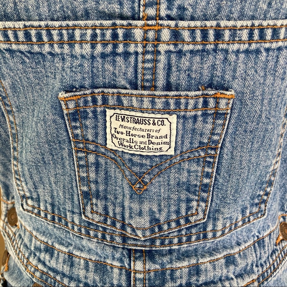 RARE 97 vintage Levi’s overalls 977 seersucker stripe small - Picture 3 of 16